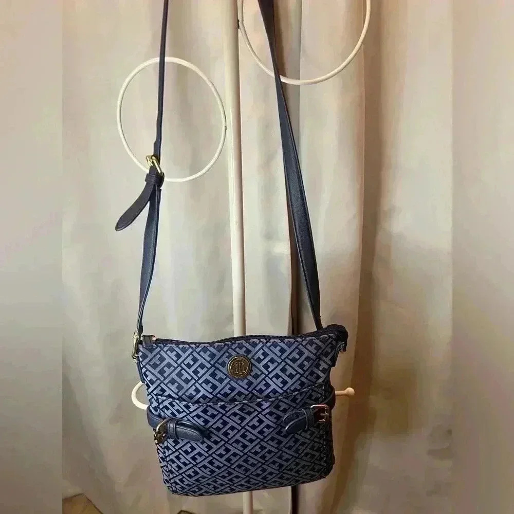 Tommy Hilfiger Canvas and Leather Crossbody Bag Navy - Picture 5 of 13